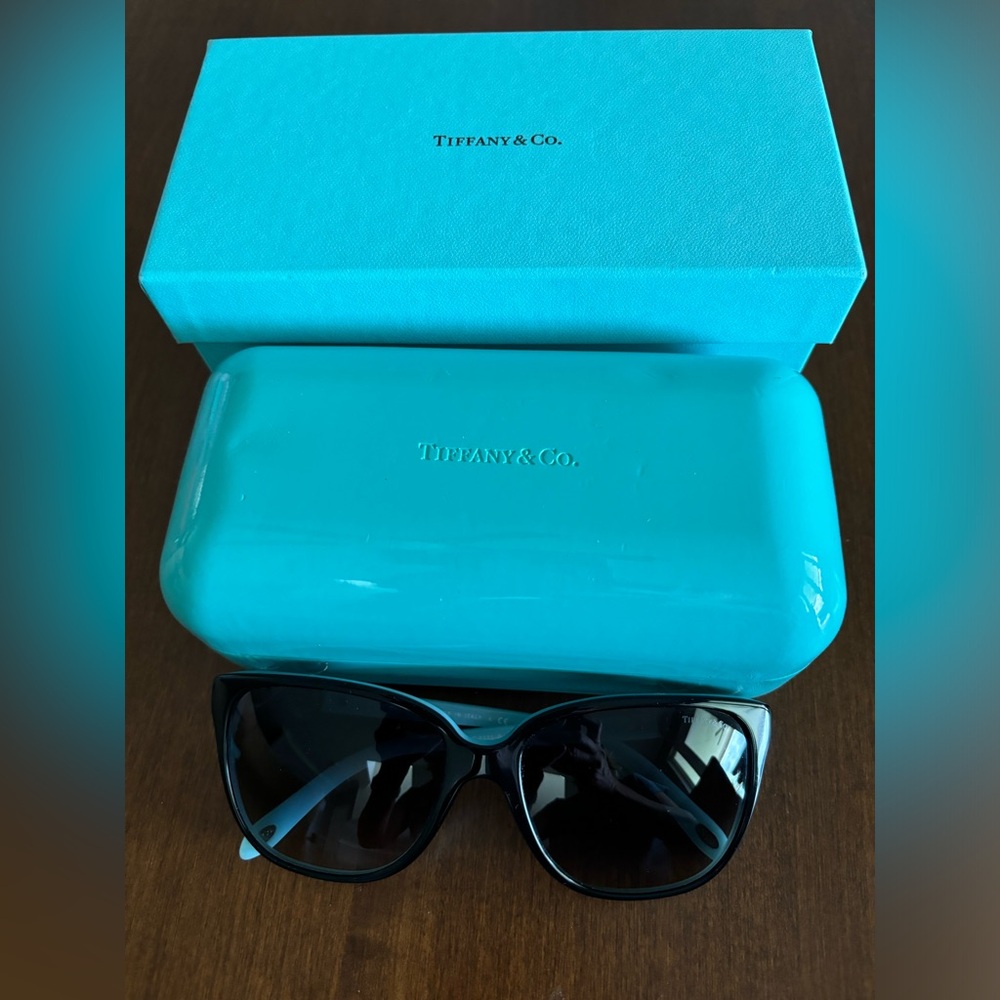 Tiffany Infinity sunglasses with hard shell case and box